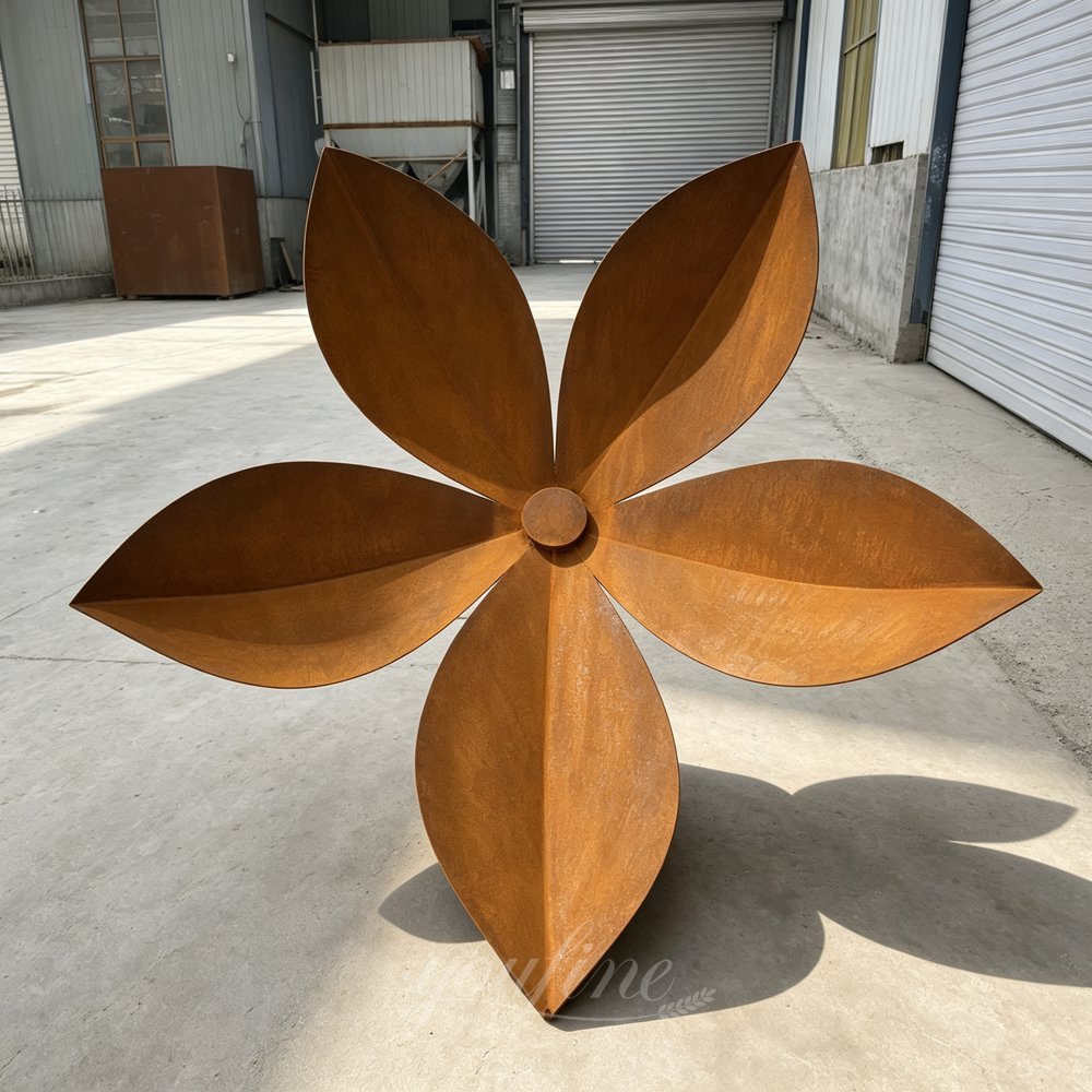 Rustic Style Corten Steel Flower Sculpture Factory Photo