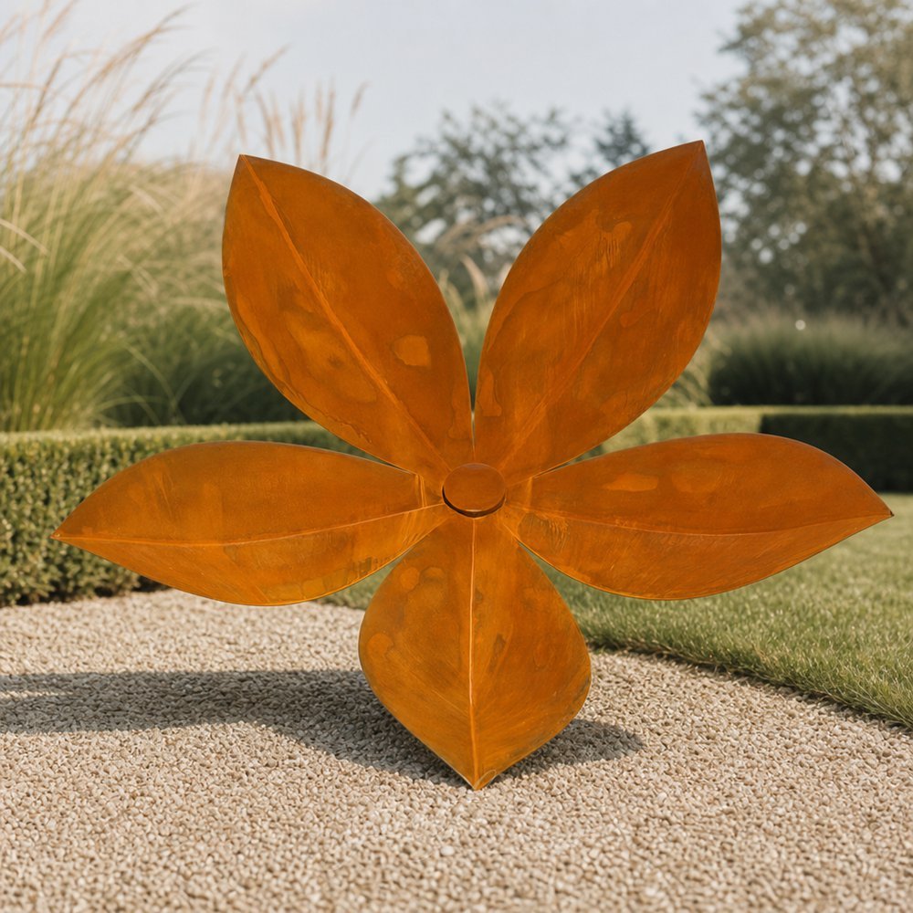 Rustic Style Corten Steel Flower Sculpture for Yard