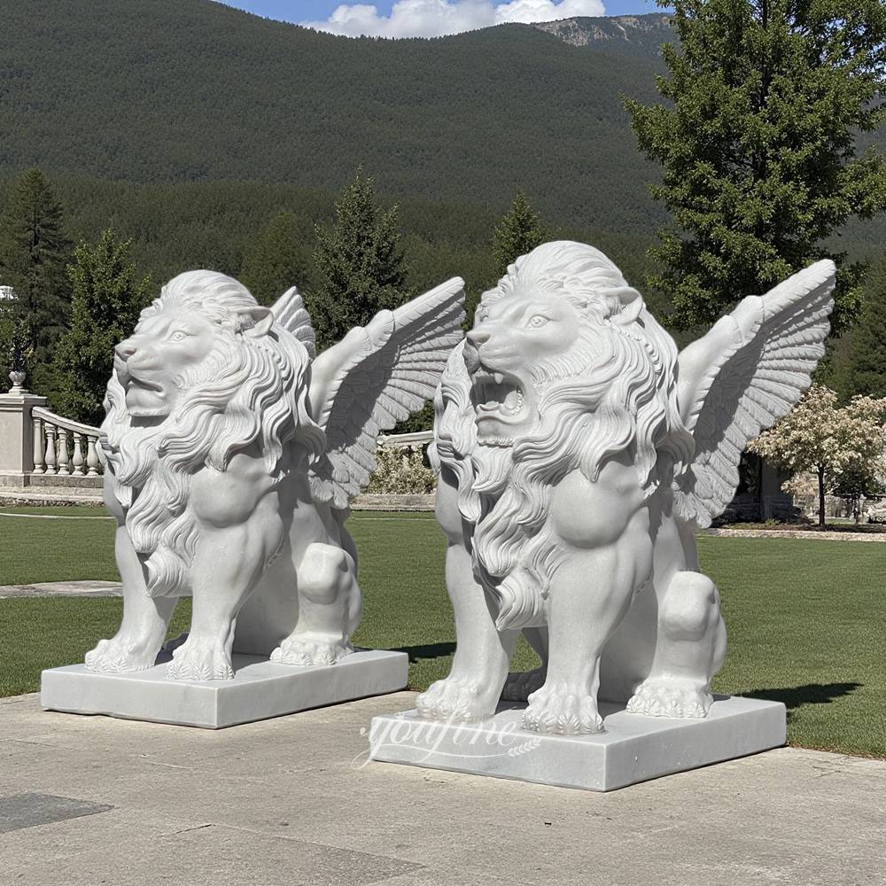 Seated Flying Lion Sculpture