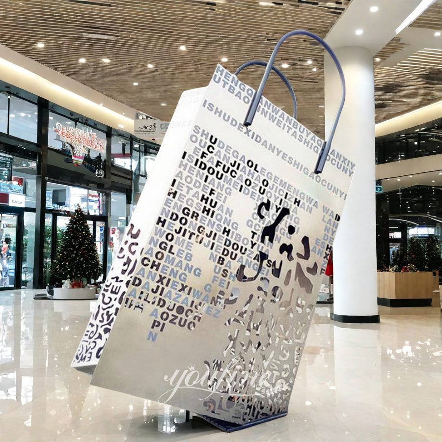 High-End Shopping Mall Decor Stainless Steel Bag Sculpture
