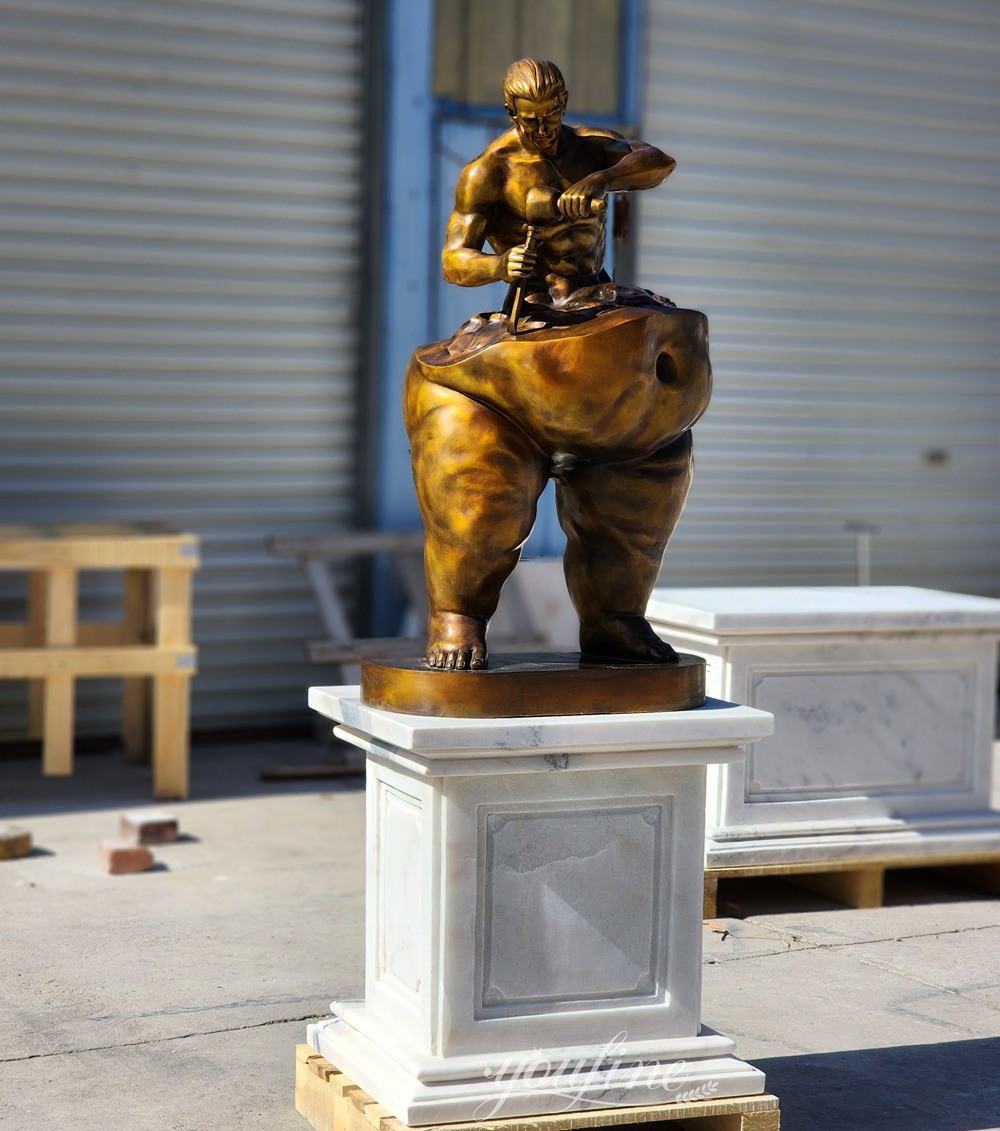 Small Bronze Self-Made Man Sculpture with Square Marble Pedestal