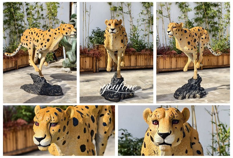 Spotted Cast Leopard Bronze Sculpture Details