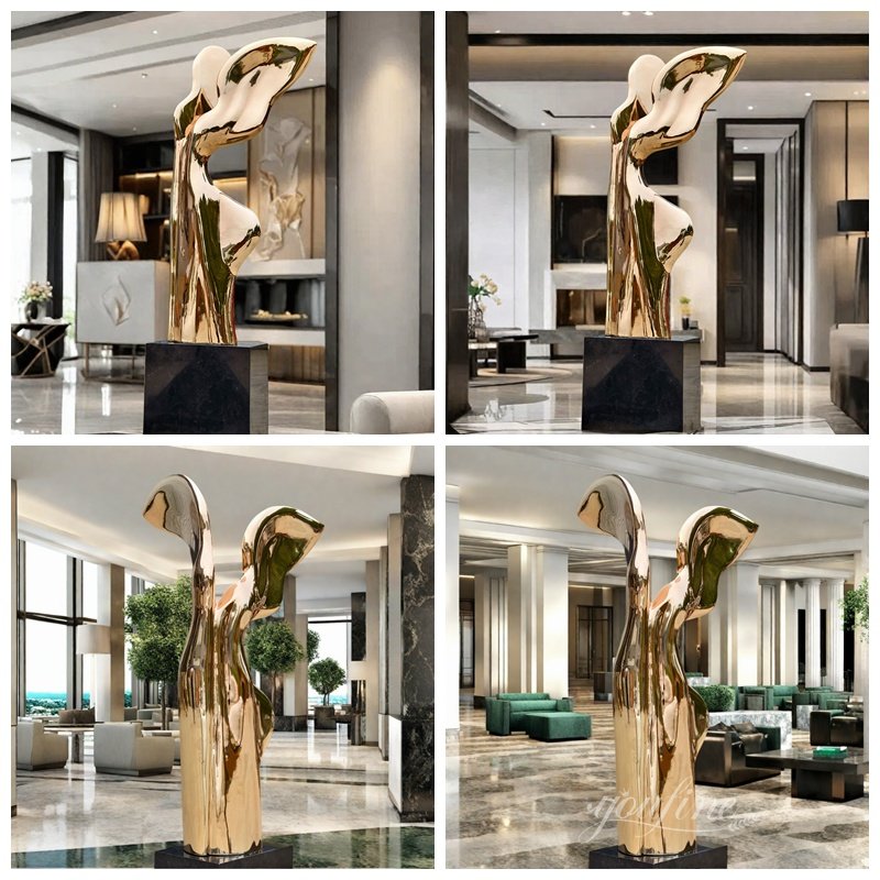 Sprayed Abstract Rose Gold Metal Sculpture Application Scenes