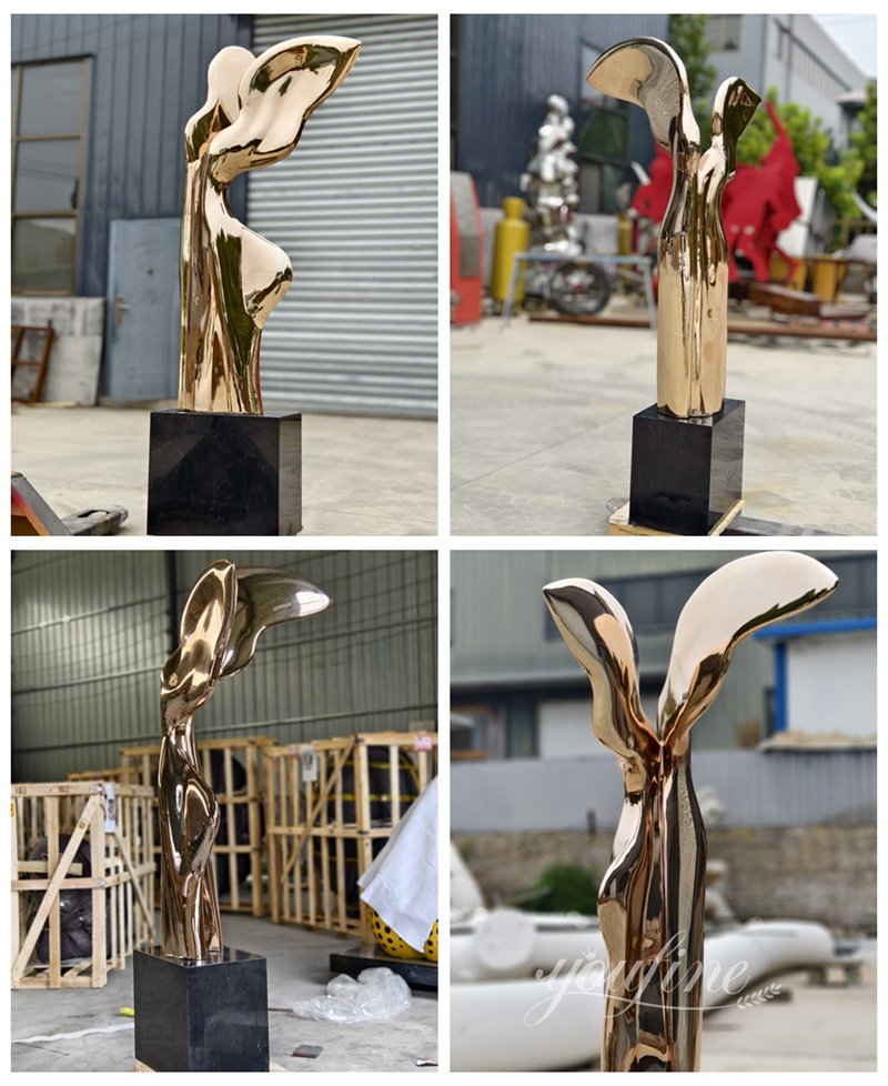 Sprayed Abstract Rose Gold Metal Sculpture Details