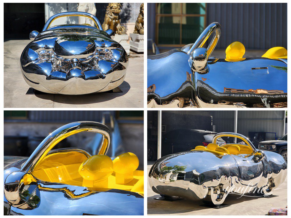 Stainless Steel Cloud Car Sculpture Details