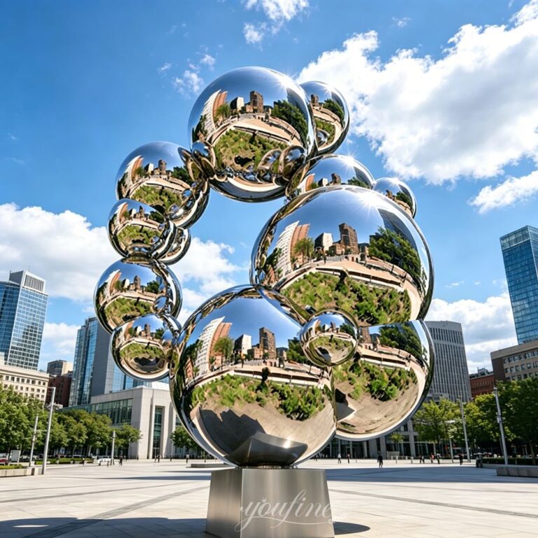 Stainless Steel Cluster Ball Sculpture for Urban Decor