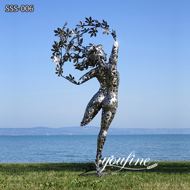 Life Size Stainless Steel Dancing Woman Sculpture for Sale