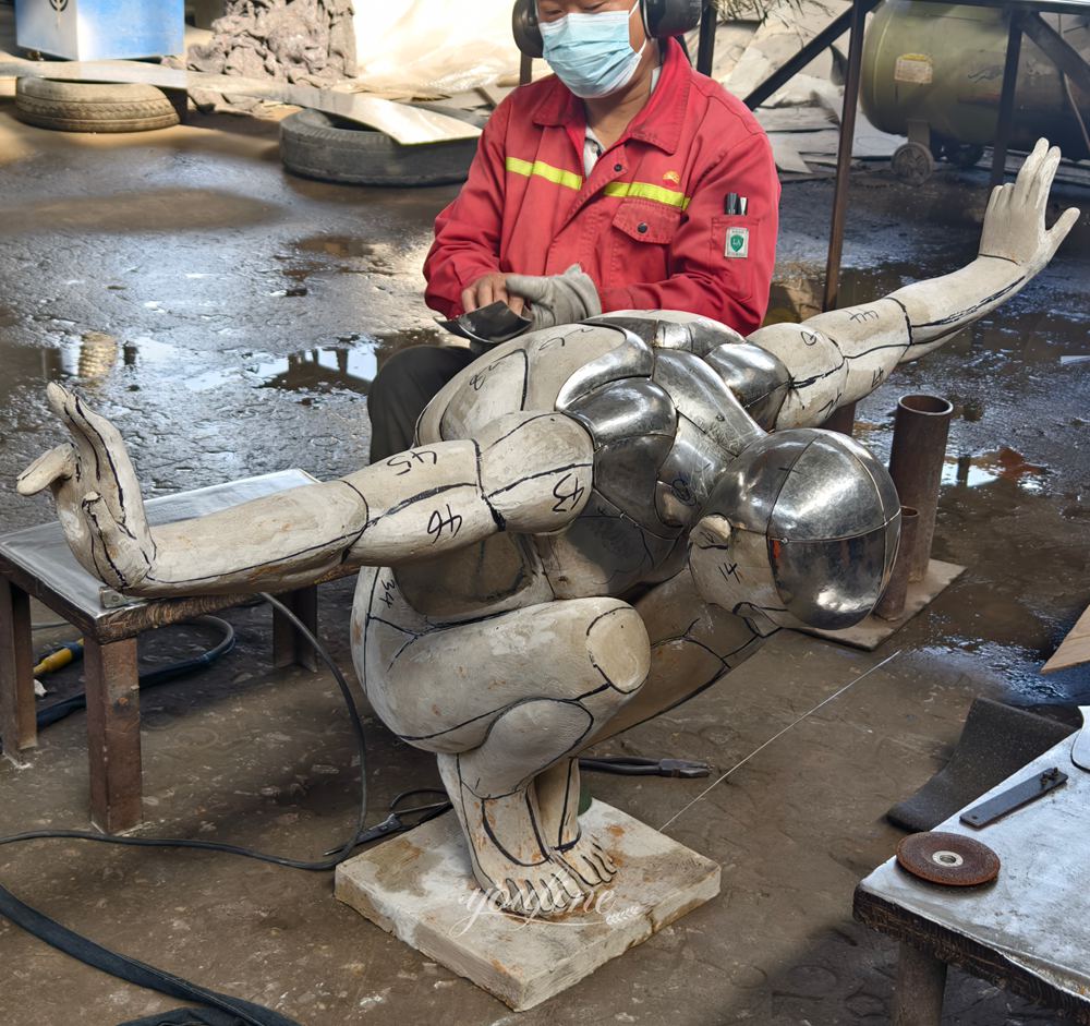 Stainless Steel Diving Man Sculpture Making Process