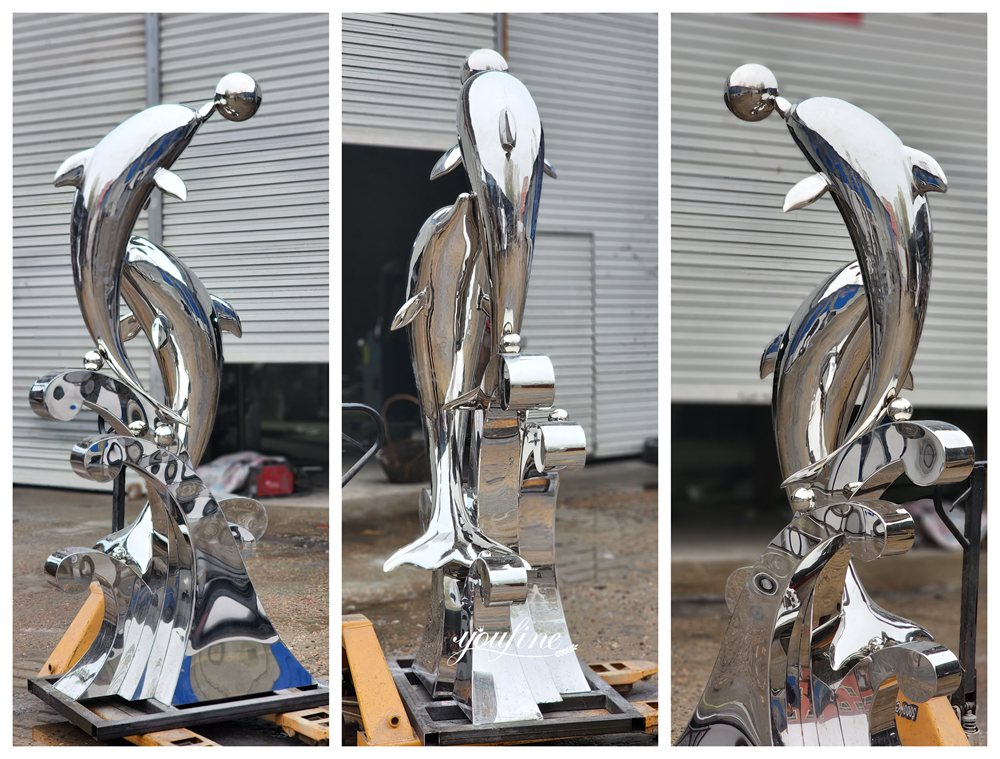 Stainless Steel Dolphin Sculpture Water Feature Details