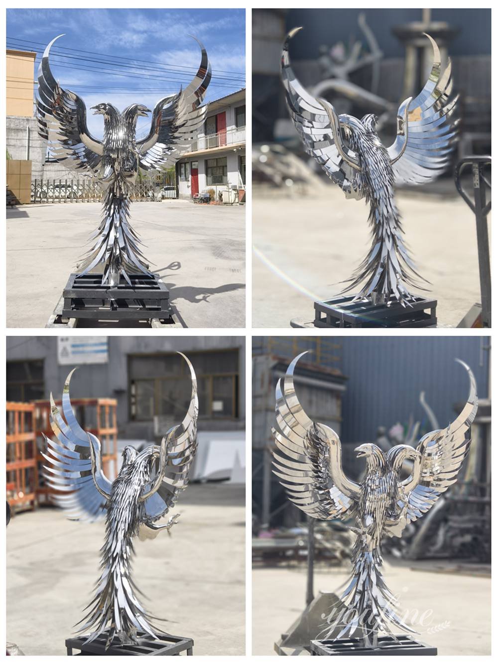 Stainless Steel Double Headed Eagle Statue Details