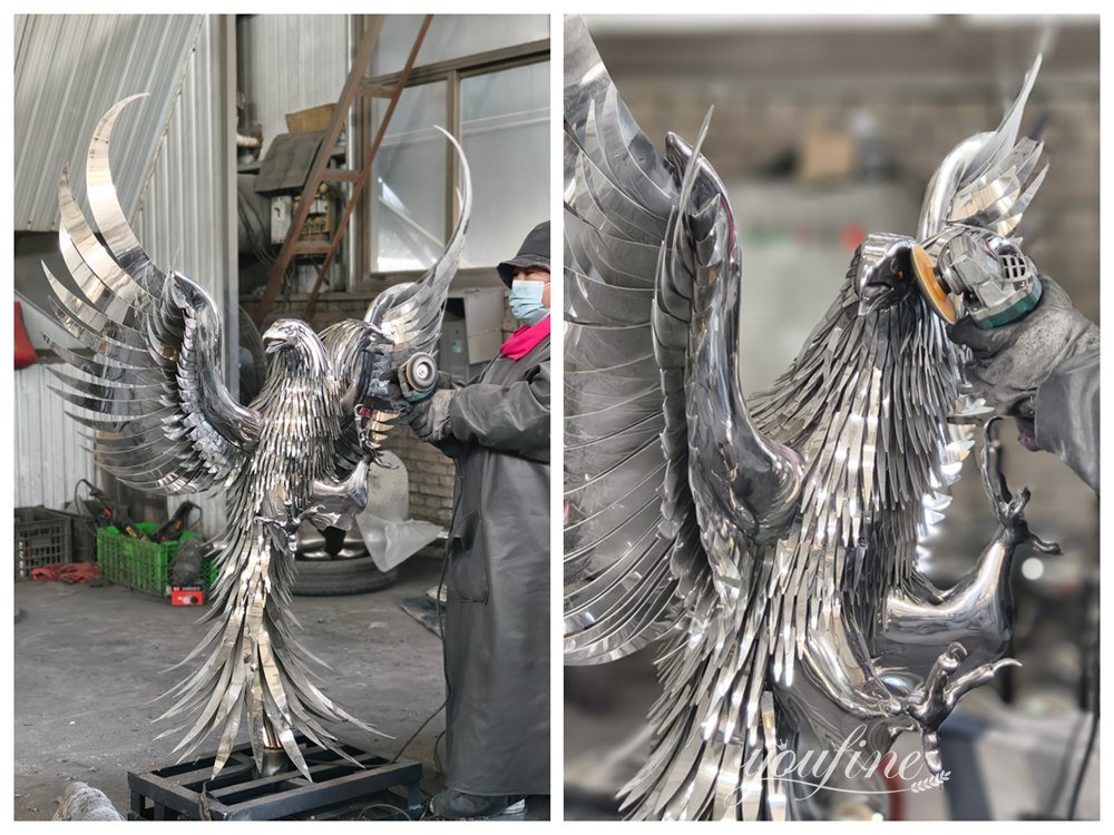 Stainless Steel Double Headed Eagle Statue Polishing Process