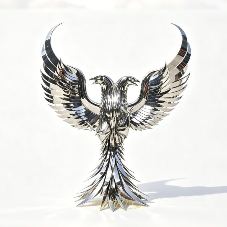 Stainless Steel Double Headed Eagle Statue