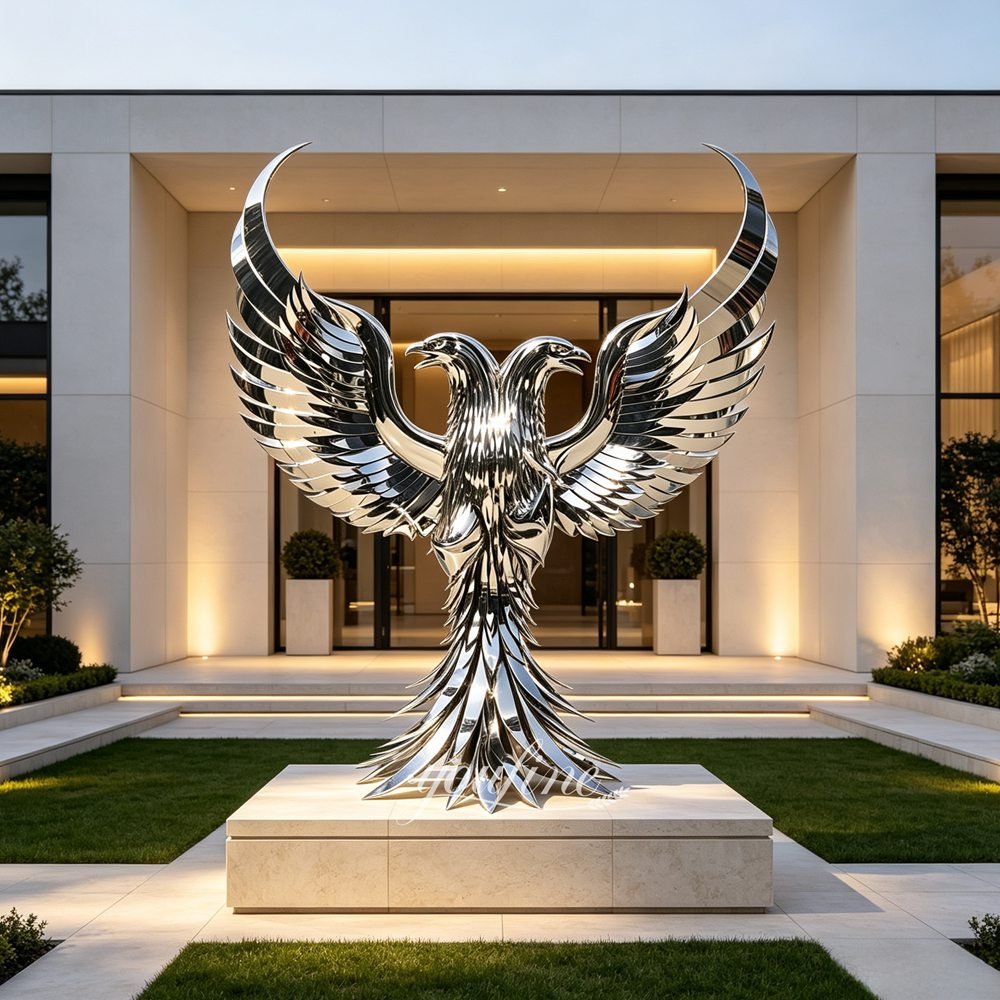Stainless Steel Double Headed Eagle Statue for Villa