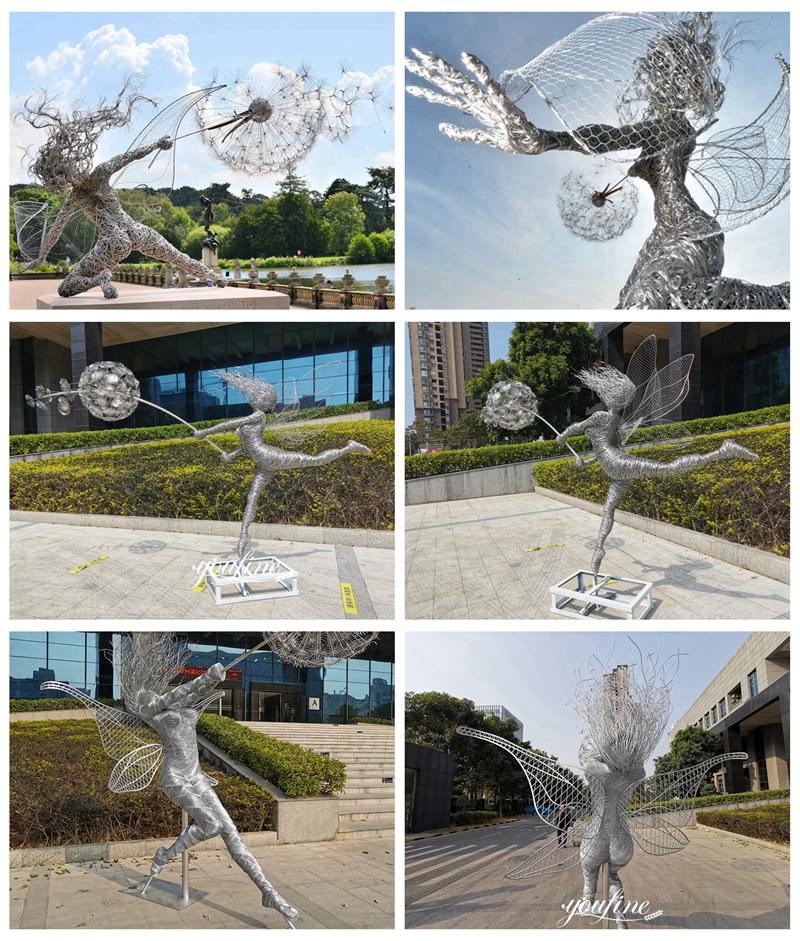 Stainless Steel Fantasy Wire Fairy Sculptures Details