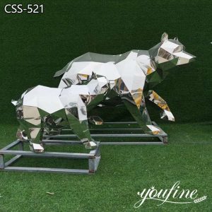 Stainless Steel Geometric Bear Sculpture Outdoor Decor Supplier CSS-521
