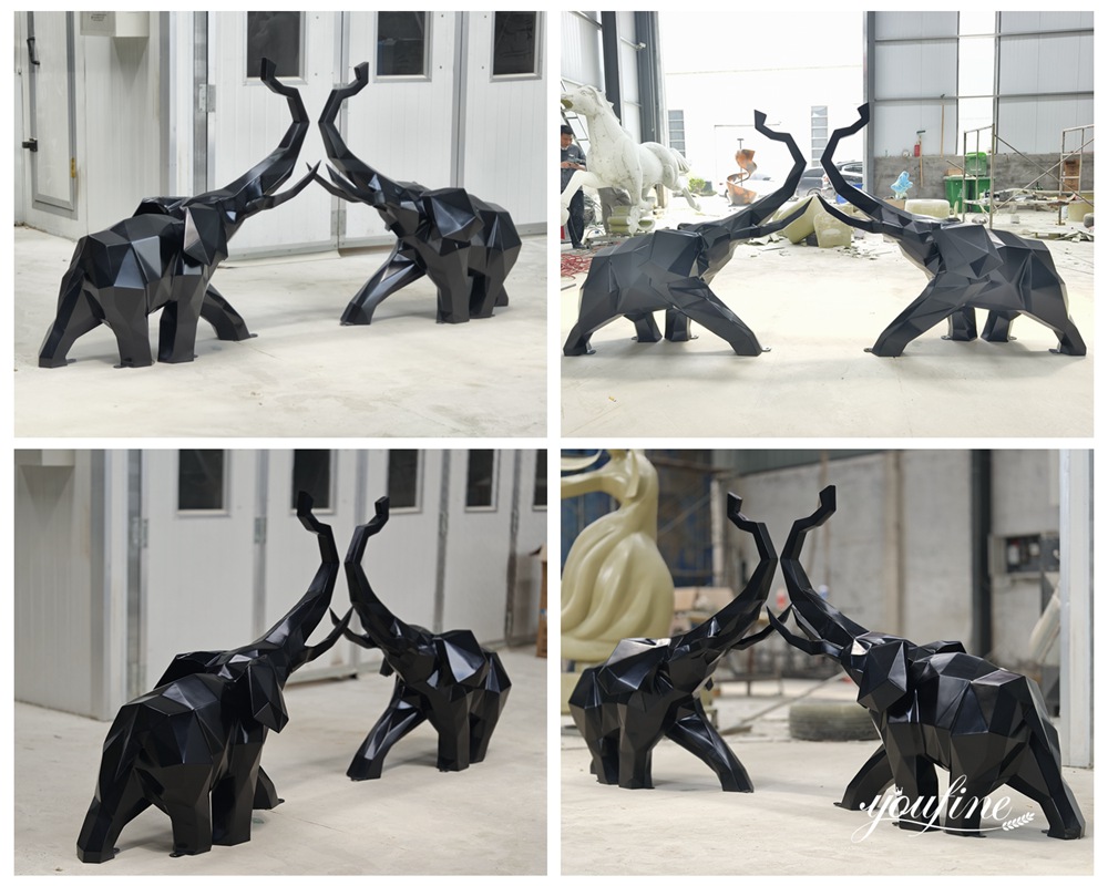 Stainless Steel Geometric Elephant Sculptures Details