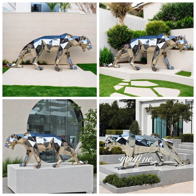 Stainless Steel Geometric Panther Statue Application Scenes
