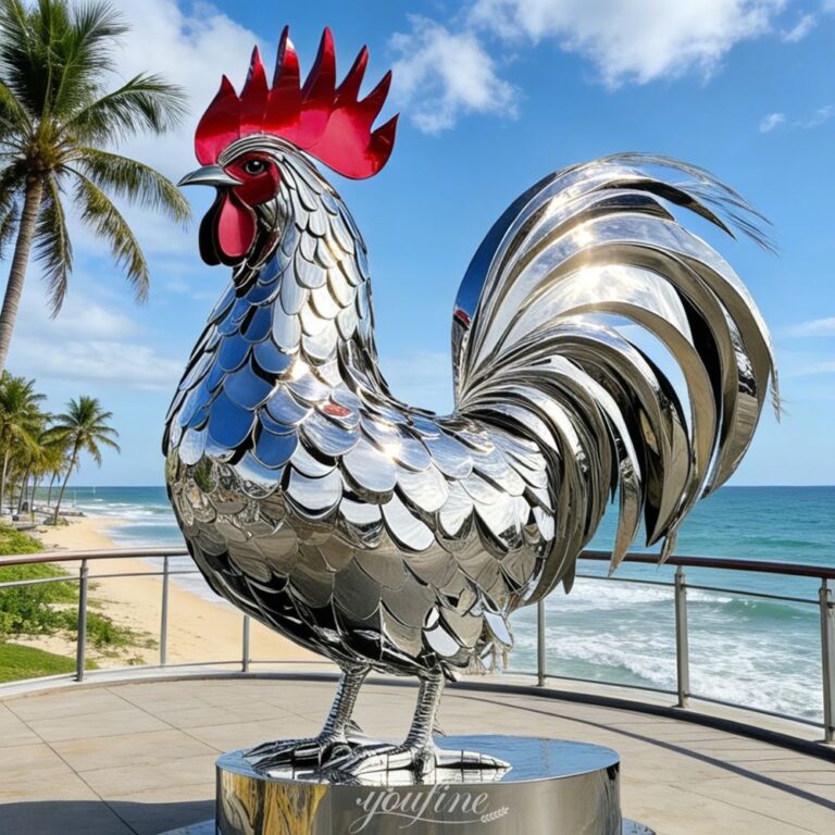 Stainless Steel Giant Chicken Sculpture for Seaside Park