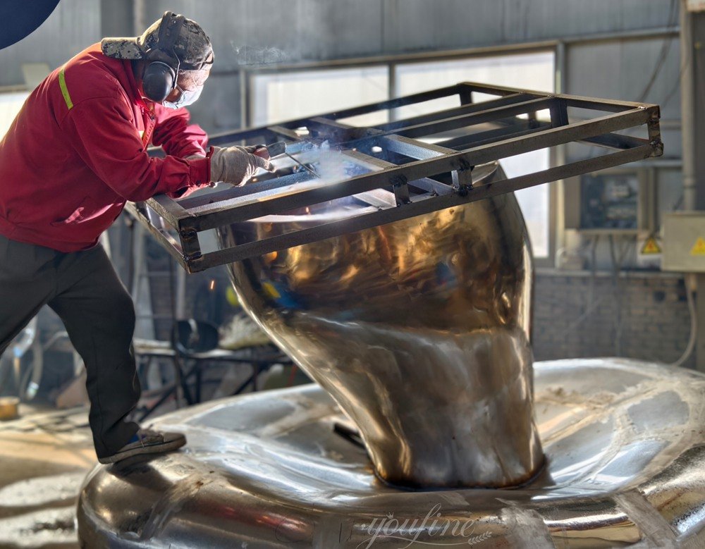 Stainless Steel Giant Mushroom Sculpture Welding Process