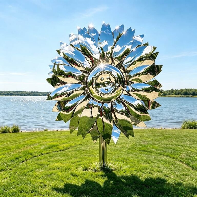 Stainless Steel Large Metal Sunflower Yard Art Sculpture for Lakeside Decor