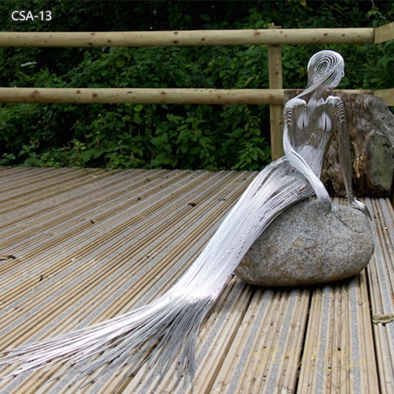 Stainless Steel Magic Wire Mermaid Sculpture for Sale