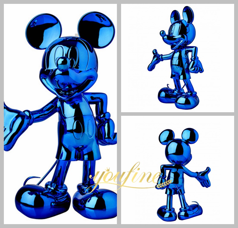 Stainless Steel Polish Large Mickey Mouse Statue Outdoor Art (2)
