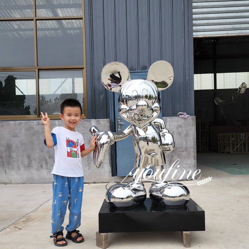 Stainless Steel Polish Large Mickey Mouse Statue Outdoor Art (8)