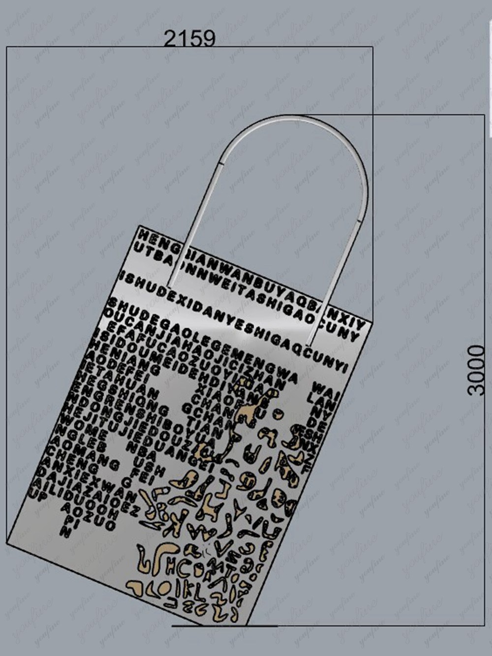 Stainless Steel Shopping Bag Sculpture Design Drawing
