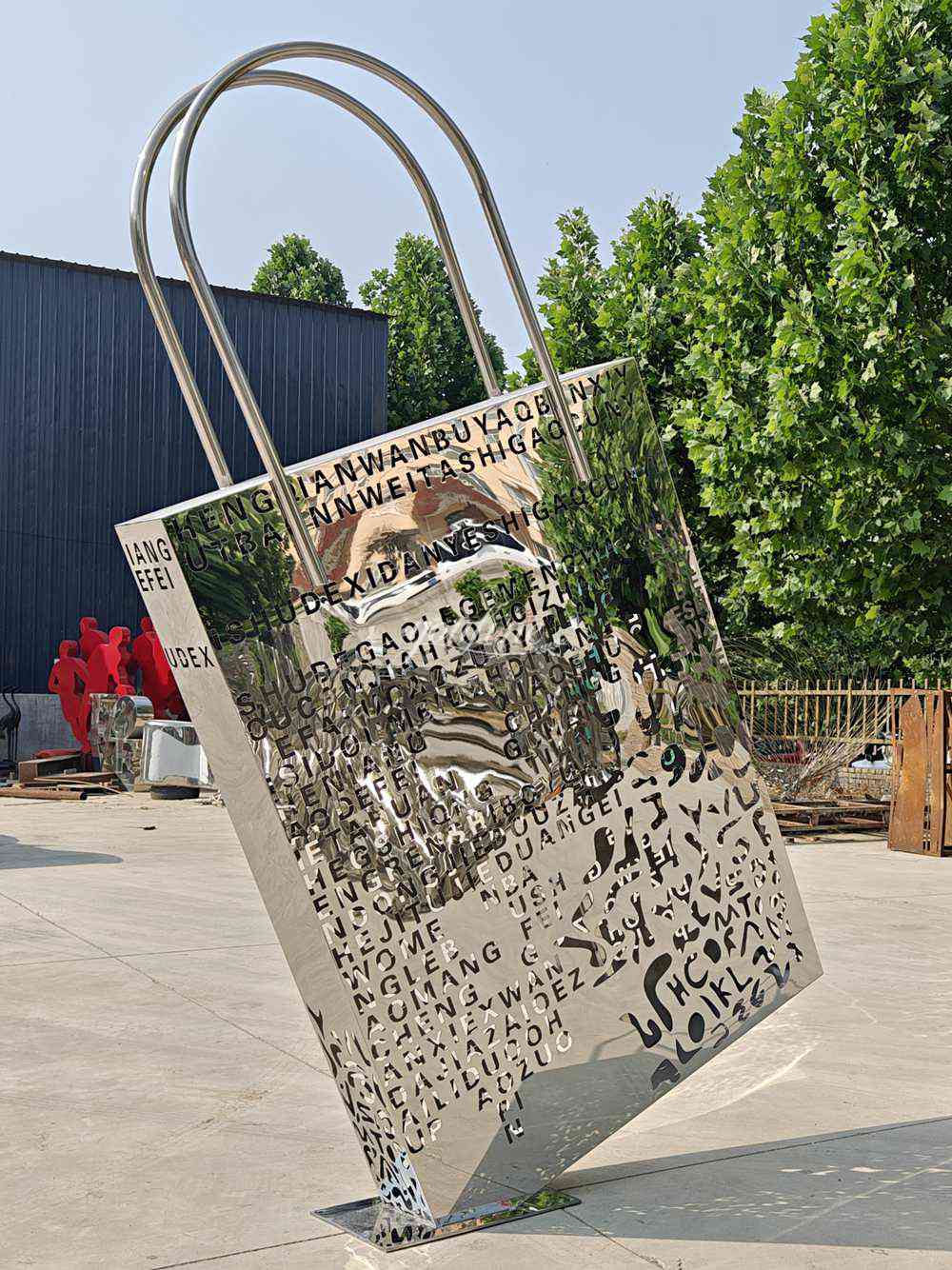 Stainless Steel Shopping Bag Sculpture Finished Display