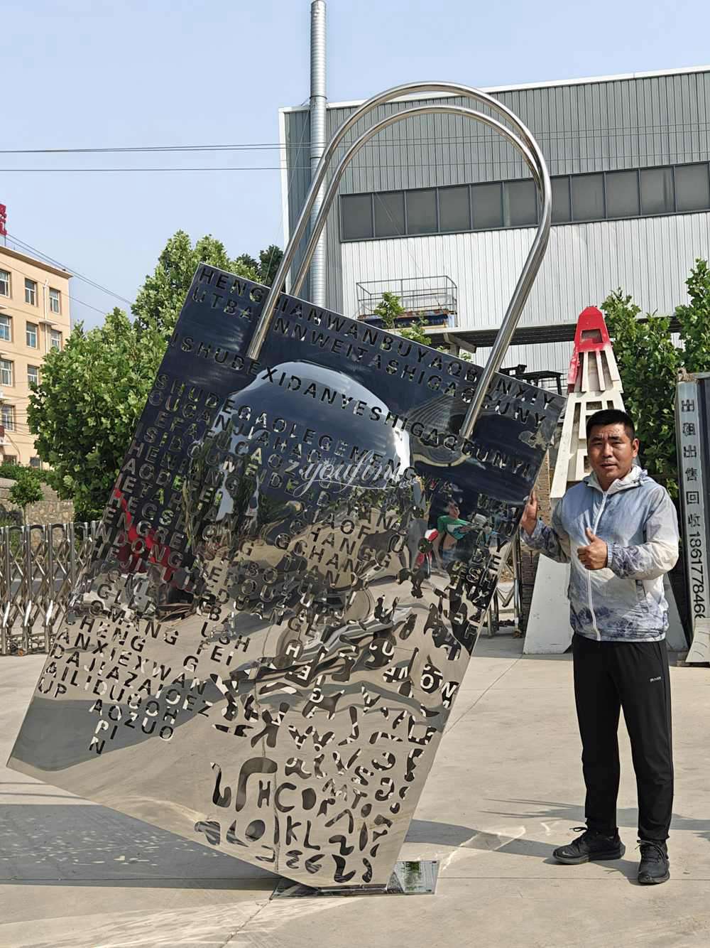 Stainless Steel Shopping Bag Sculpture Finished Display