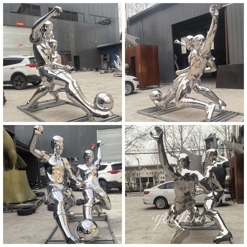 Stainless Steel Soccer Player Statue Details