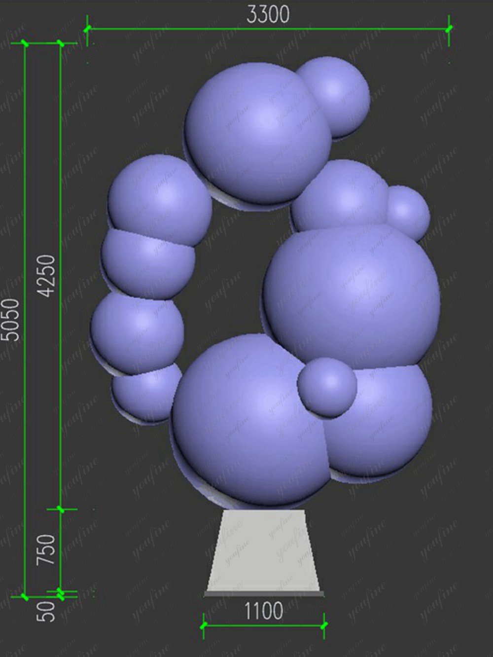 Stainless Steel Spherical Column Sculpture Design Drawing