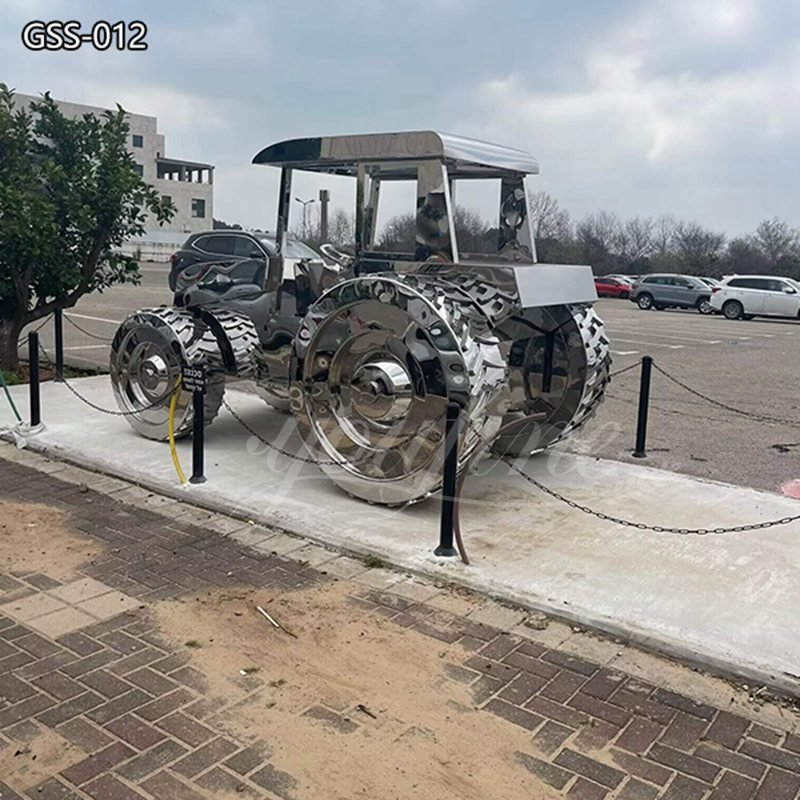 Stainless Steel Tractor Statue