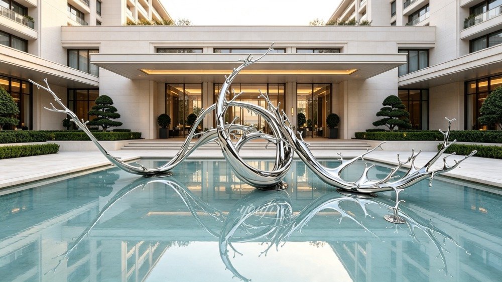 Stainless Steel Water Splash Sculpture for Luxury Hotel