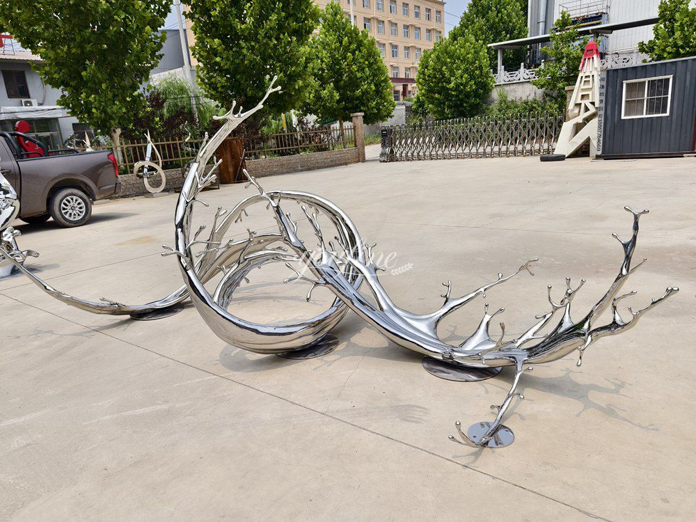 Stainless Steel Wave Sculpture Finished Display
