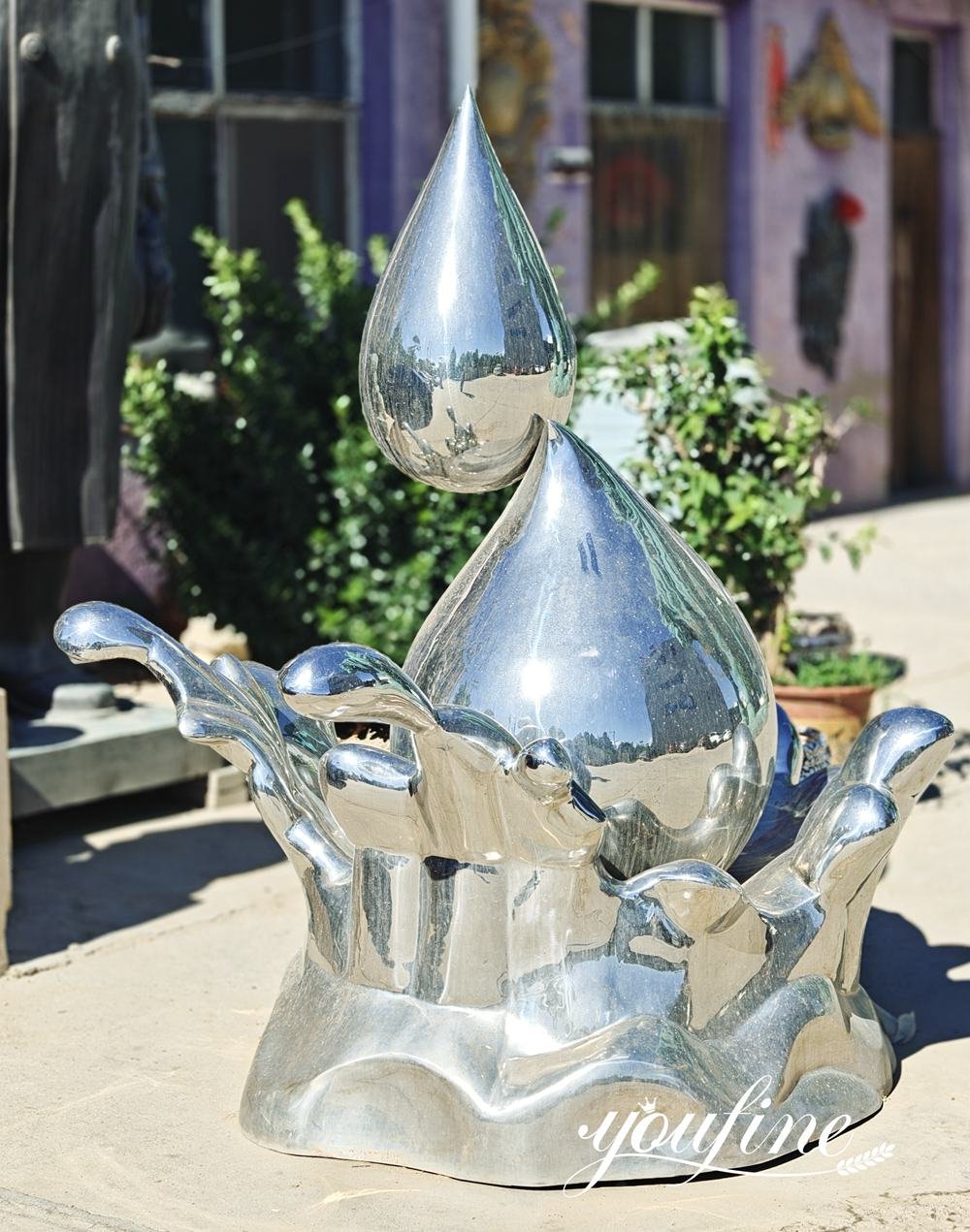 Stainless Steel Wave and Drop Sculpture