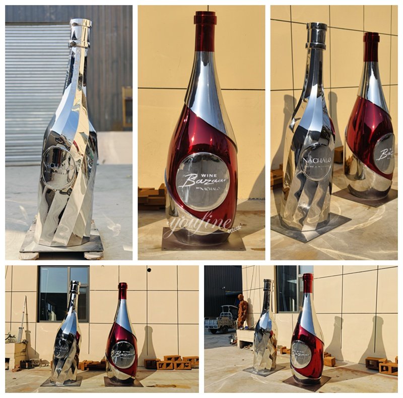 Stainless Steel Wine Bottle Sculpture Details