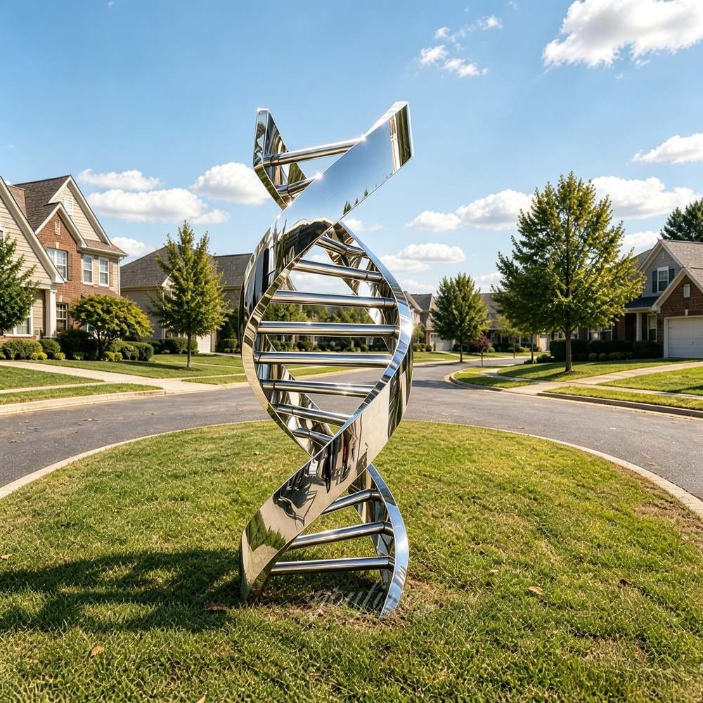 Stainless steel DNA sculpture for community lawn decor