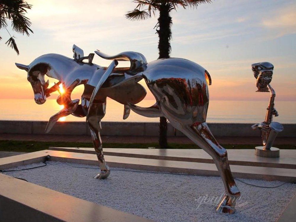 Stainless steel abstract horse sculpture