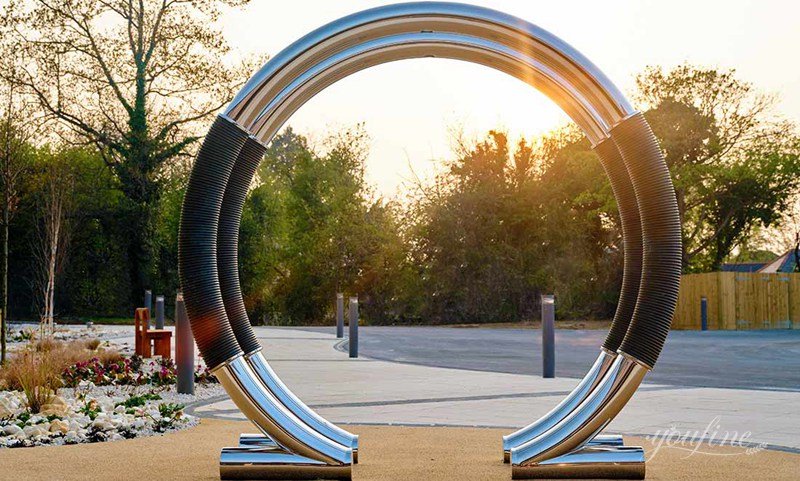 Stainless steel ring sculpture Ohm Portal sculpture