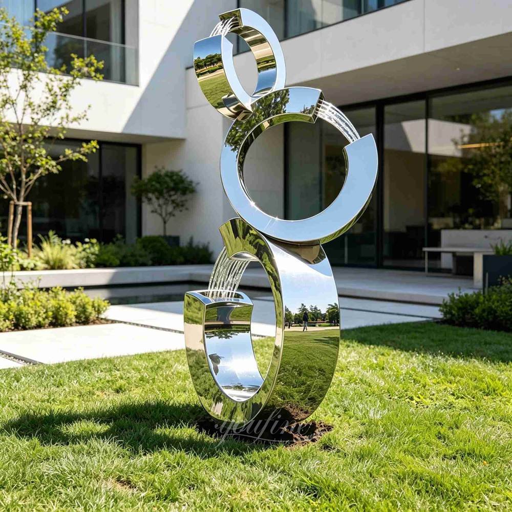 Stainless steel water feature sculpture for garden