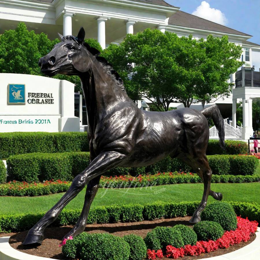 Stunning Prancing Bronze Life Size Horse Sculpture for Outdoor Garden