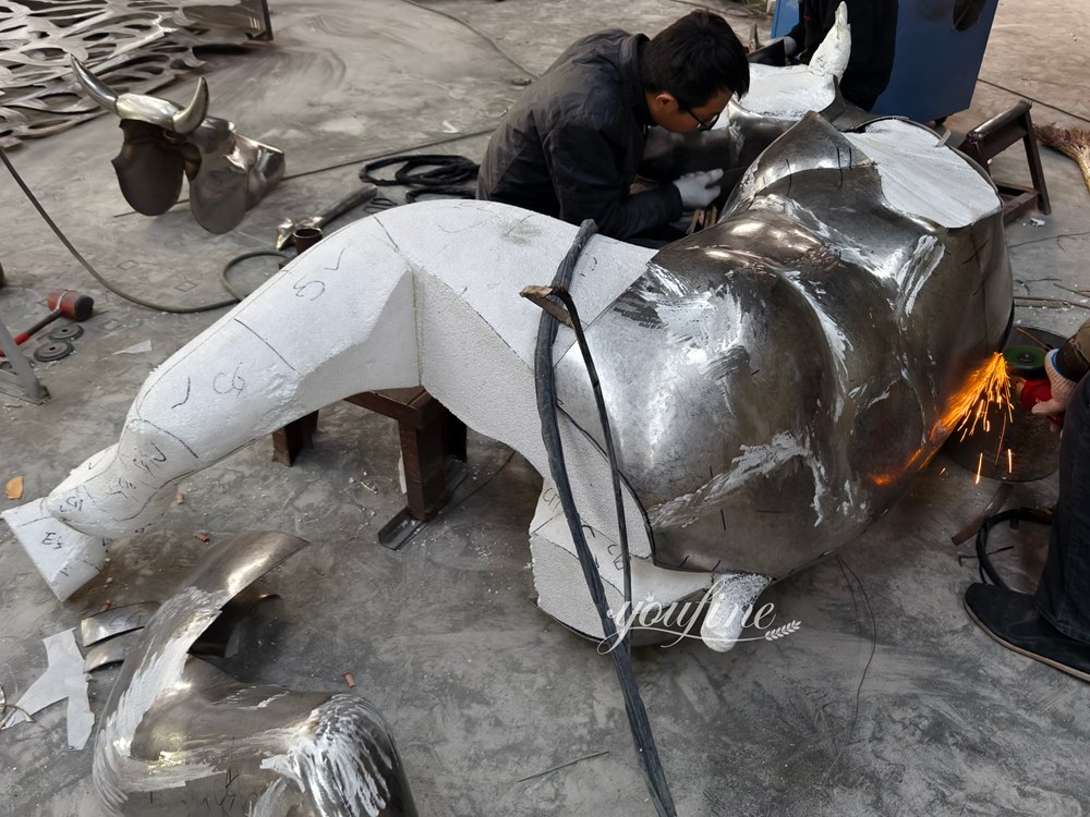 The Fabrication of the Stainless Steel Wall Street Bull Sculpture