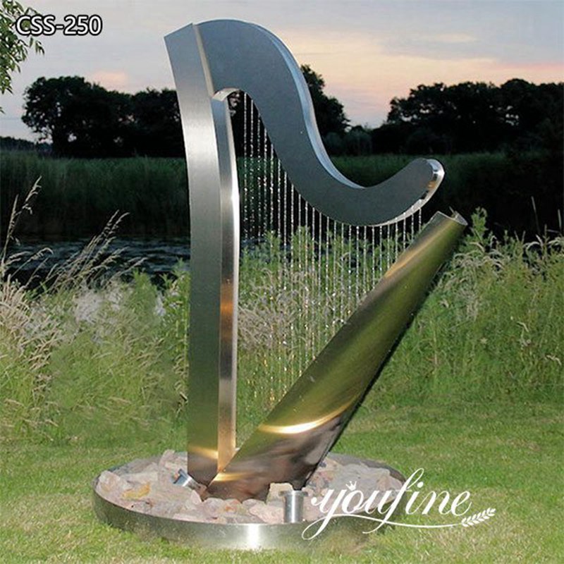 The Modern Stainless Steel Garden Harp Fountain