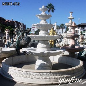  » Tiered White Marble Water Fountain Outdoor Decor for Sale MOKK-012