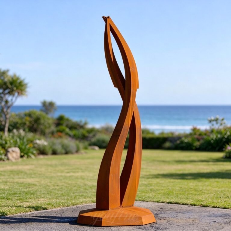 Twisted Corten Steel Art Sculpture for Lawn Decor