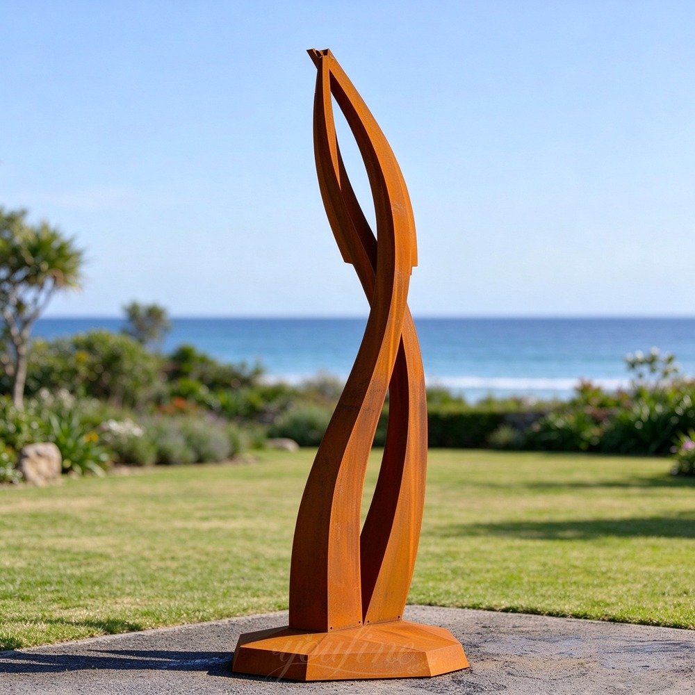 Twisted Corten Steel Art Sculpture for Lawn Decor