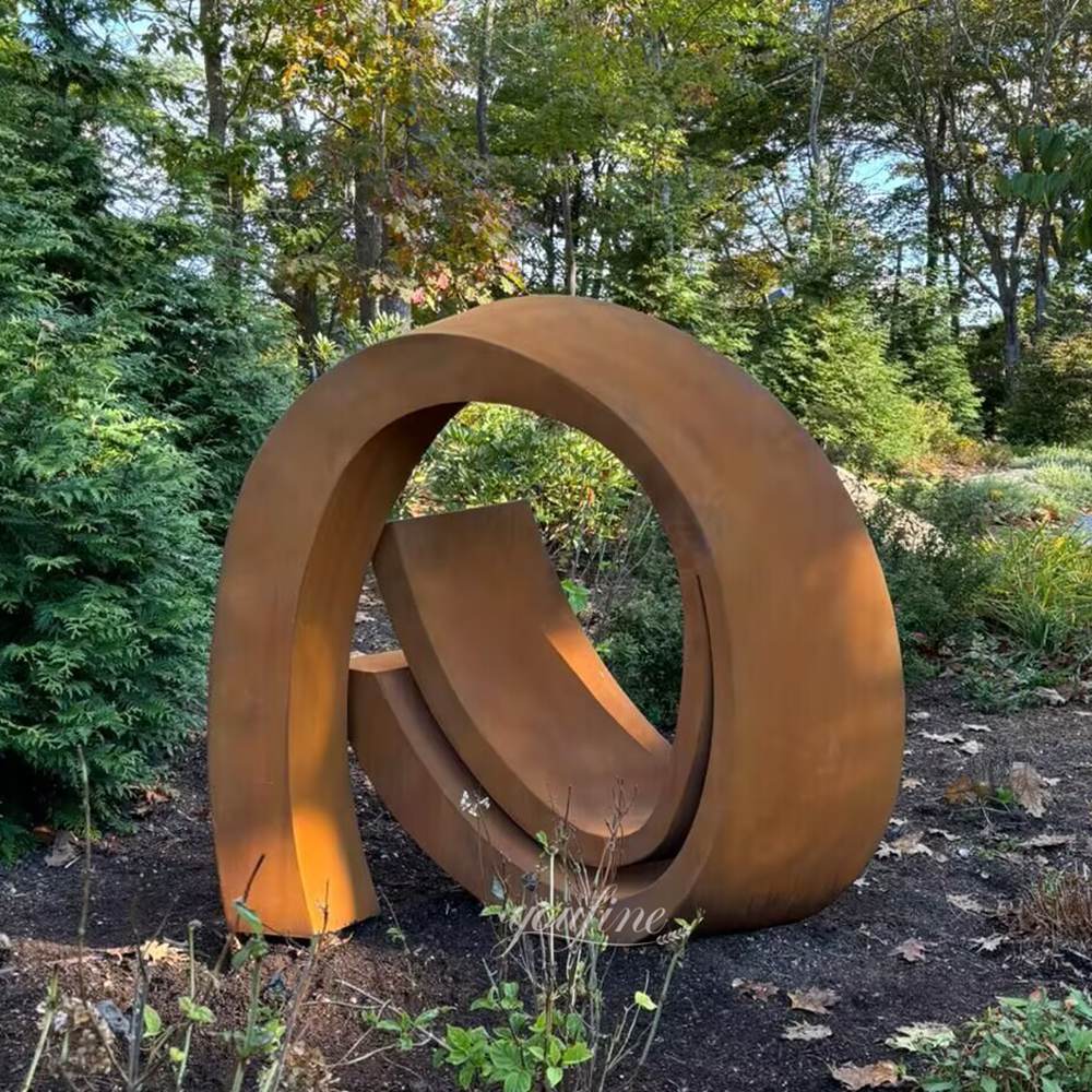 USA custom corten steel abstract sculpture feedback