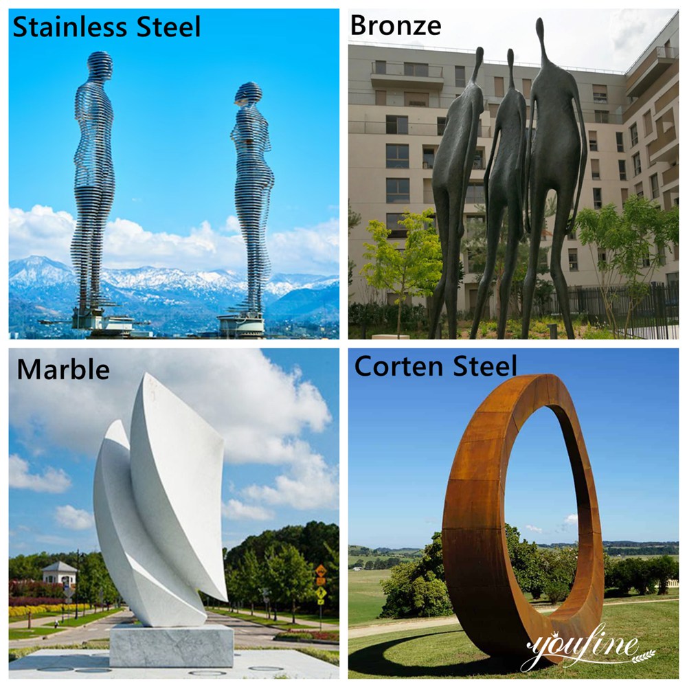 Urban sculptures of different materials