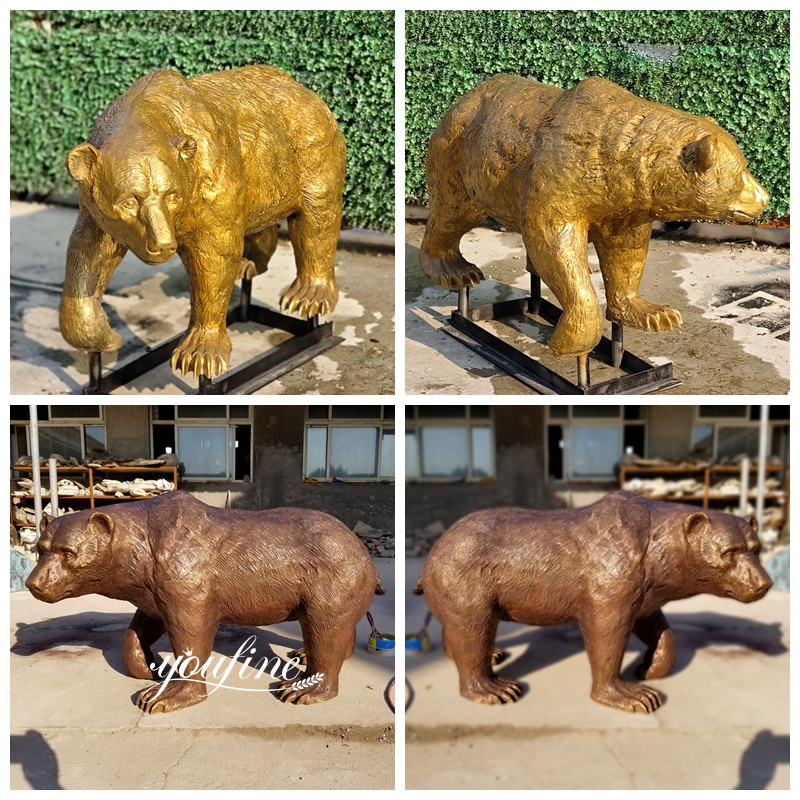 Various Colors of Bronze Life Size Bear Statues